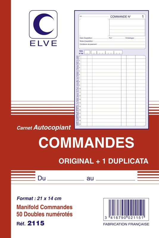 ELVE Carnet 'Commandes' 210X140 50/2+0
