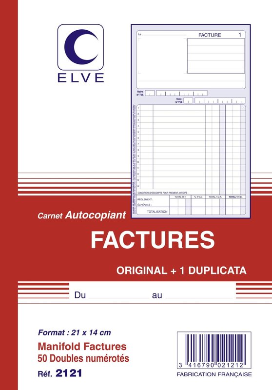 ELVE CARNET 'FACTURES' 210X140 50/2+0