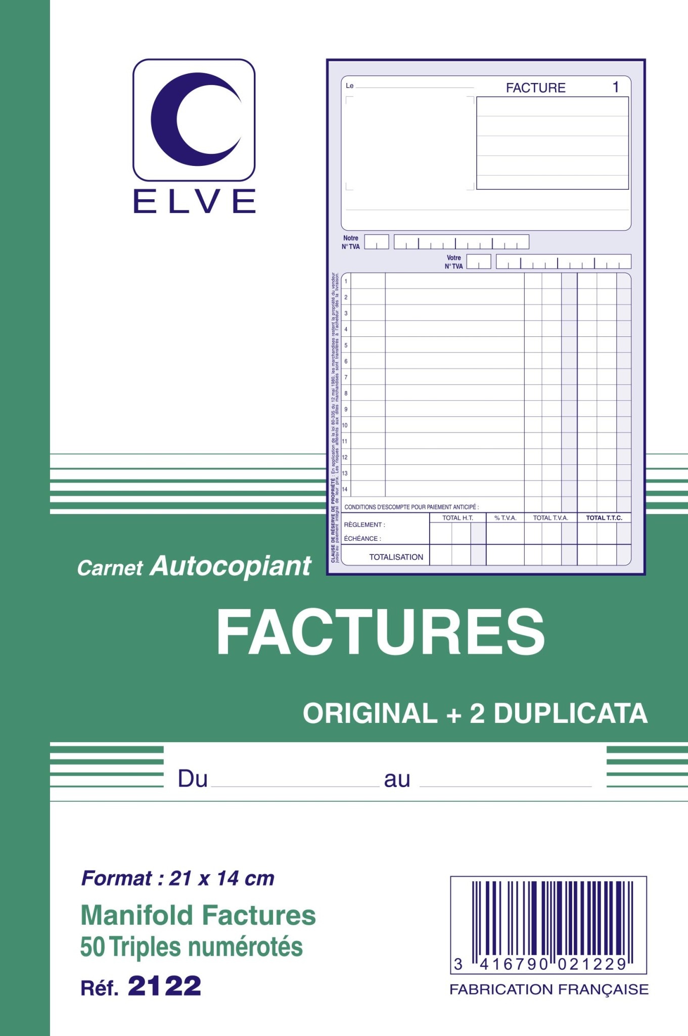 ELVE Carnet 'Factures' 210X140 50/3+0