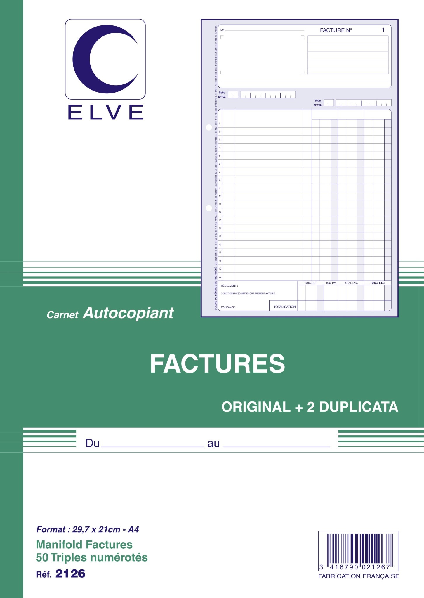 ELVE Carnet 'Factures' 297X210 50/3+0