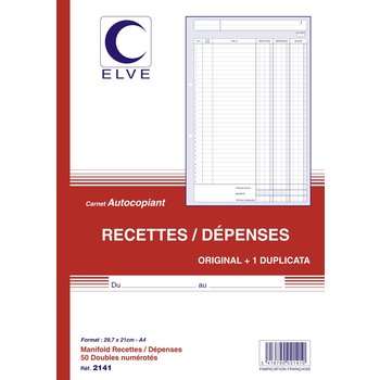 ELVE CARNET 'RECETTES DEPENSES' 297X210 50/2+0