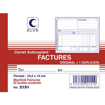 ELVE Carnet 'Factures' 105X140 50/2+0