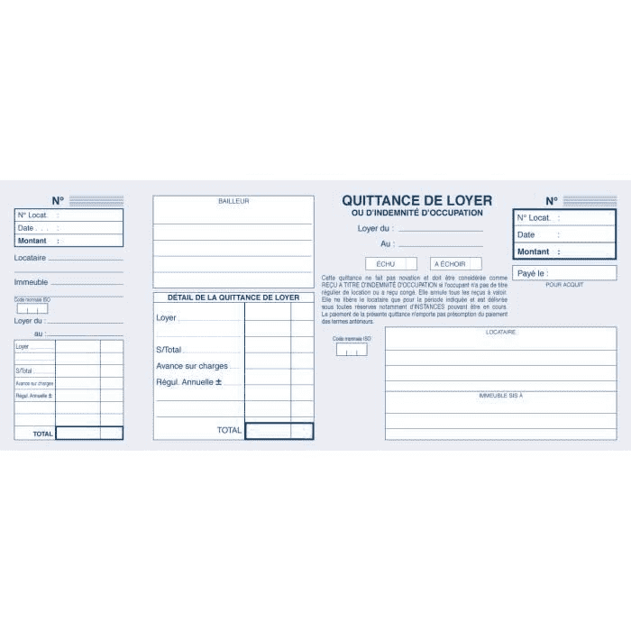 ELVE C.Souche Quittances De Loyer 105X245 50 Fets