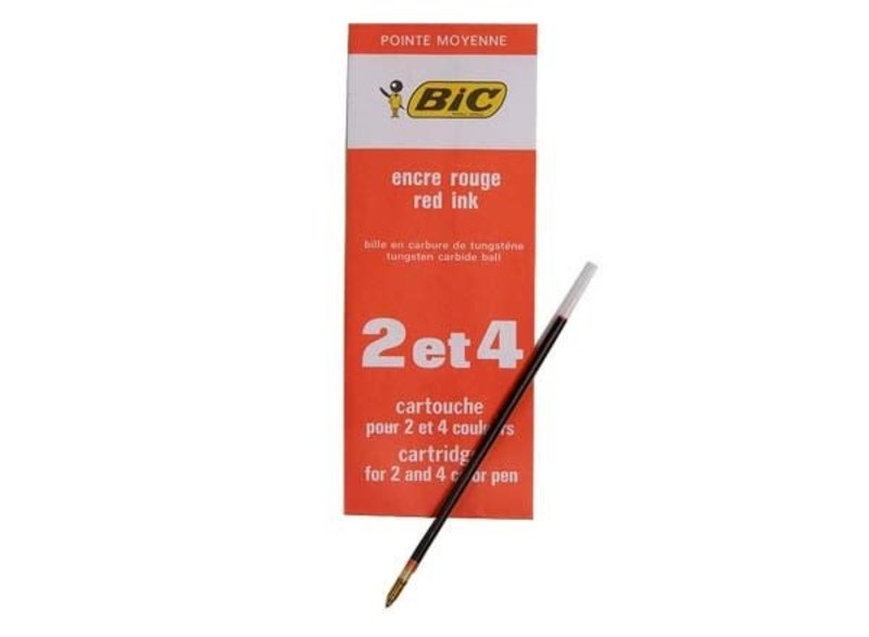 BIC RECHARGE 4 COULEURS Pointe Moyenne - Rouge X1 - Papeterie Michel
