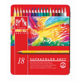 CARAN D'ACHE SUPRACOLOR® Soft Aquarelle Boîte métal de 18 crayons de couleurs