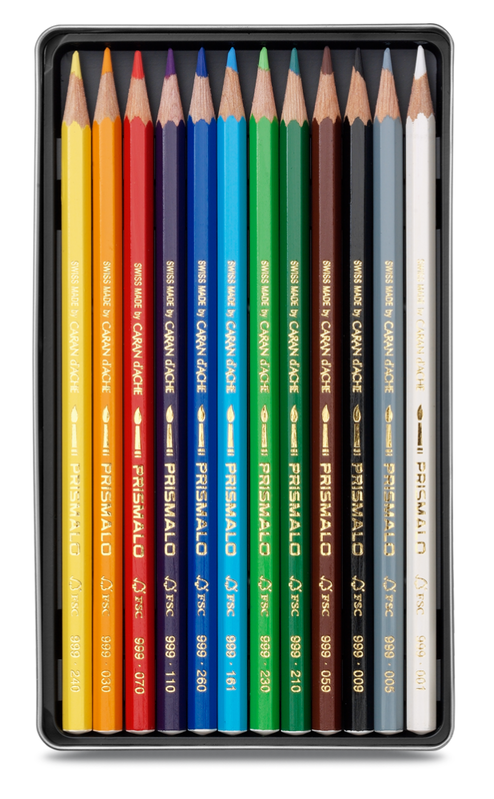 CARAN D'ACHE PRISMALO® Aquarelle Boîte métal de 12 crayons de couleurs