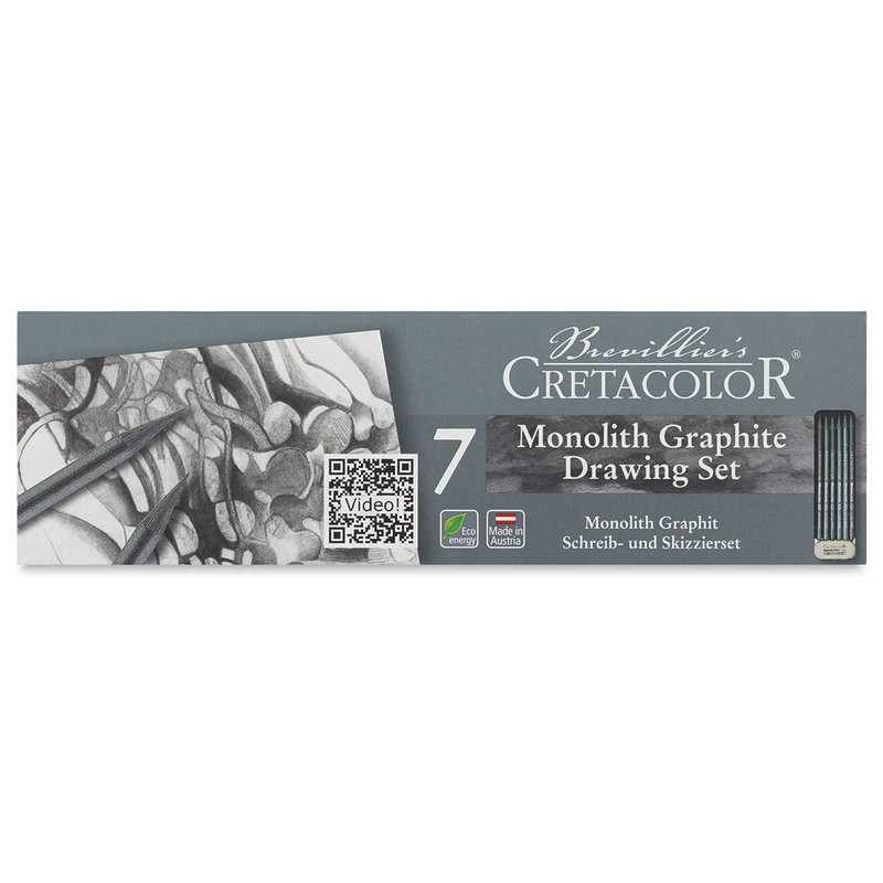 CRETACOLOR Boîte métal Crayon Esquisse Monolith Pocket Set 6 Crayons et 1 gomme