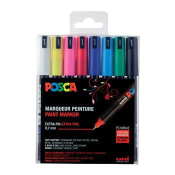 UNI-BALL POSCA MARQUEUR PC-1MR Pointe extra-fine X8 COULEURS BASIQUES