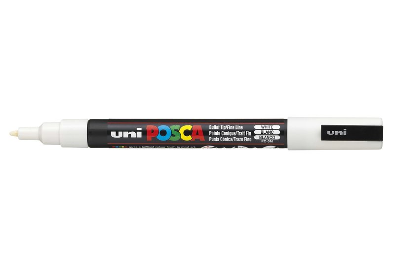 UNI-BALL POSCA MARQUEUR PC-3M Pointe fine Blanc