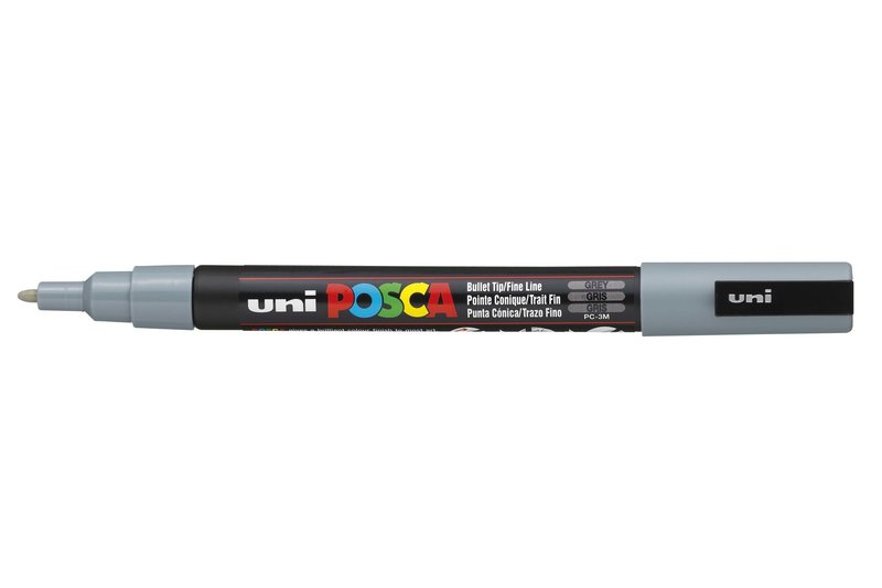 UNI-BALL POSCA MARQUEUR PC-3M Pointe fine Gris