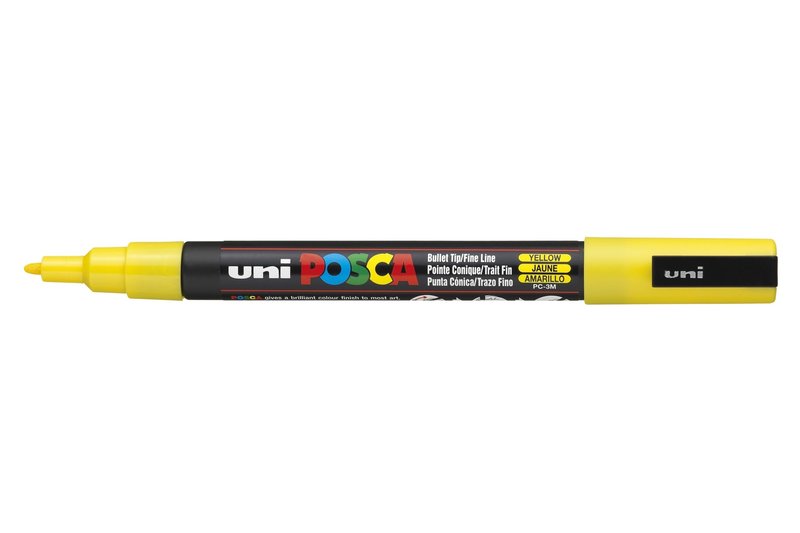 UNI-BALL POSCA MARQUEUR PC-3M Pointe fine Jaune