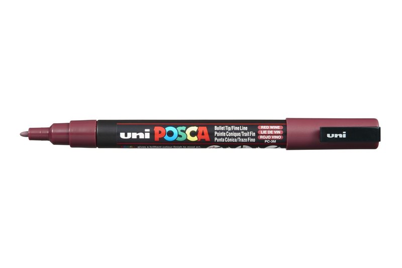 UNI-BALL POSCA MARQUEUR PC-3M Pointe fine Lie de Vin