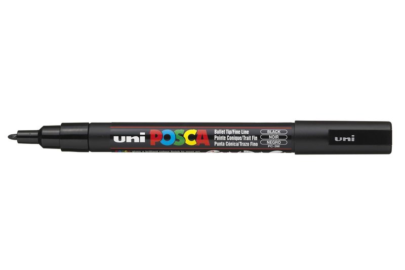 UNI-BALL POSCA MARQUEUR PC-3M Pointe fine Noir