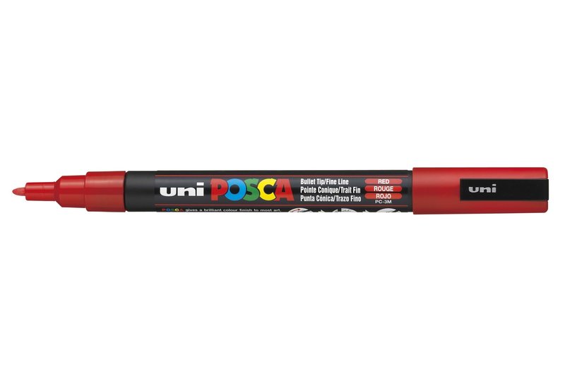 UNI-BALL POSCA MARQUEUR PC-3M Pointe fine Rouge