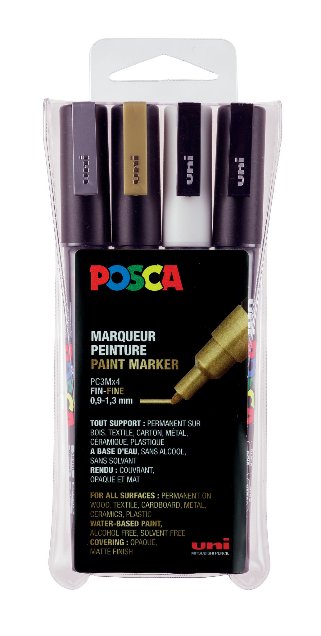 Marqueur peinture Posca PC3M pointe fine 0,9-1,3mm blanc