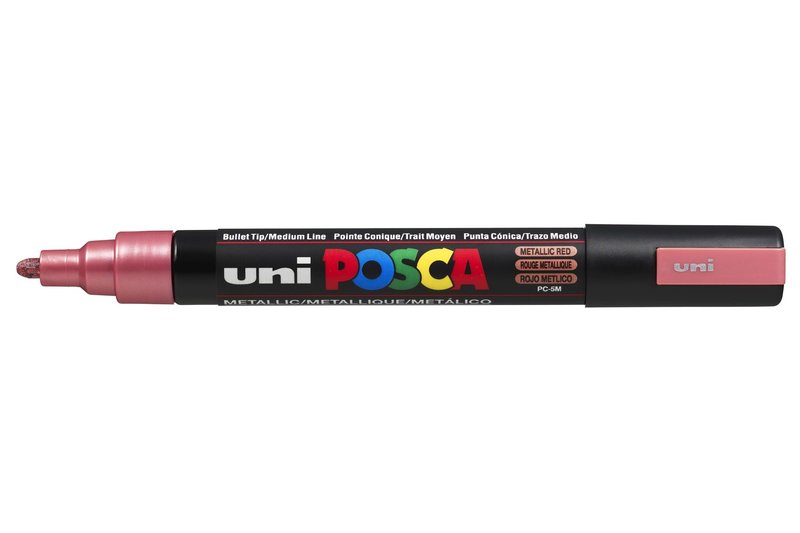 UNI-BALL POSCA MARQUEUR PC-5M Pointe moyenne Rouge Métal