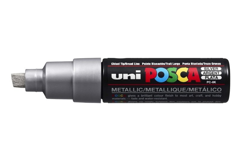 UNI-BALL Posca Marqueur pointe large biseautée PC8K Argent