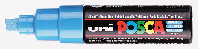 UNI-BALL POSCA MARQUEUR PC-8K Pointe large biseautée Bleu Clair