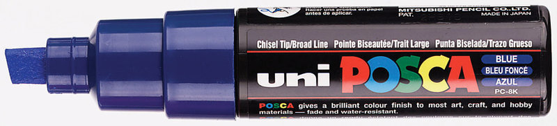 UNI-BALL POSCA MARQUEUR PC-8K Pointe large biseautée Bleu Foncé