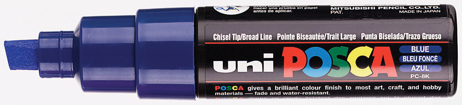 UNI-BALL Posca Marqueur pointe large biseautée PC8K  Bleu Foncé