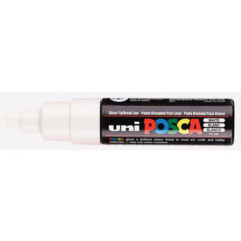 UNI-BALL POSCA MARQUEUR PC-8K Pointe large biseautée Blanc