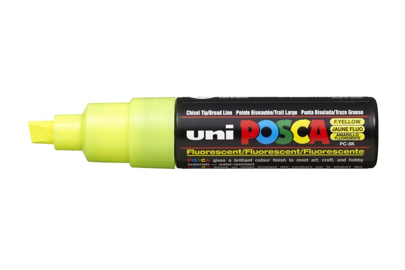 UNI-BALL Posca Marqueur pointe large biseautée PC8K  Jaune Fluo