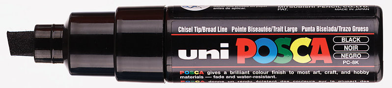 UNI-BALL POSCA MARQUEUR PC-8K Pointe large biseautée Noir