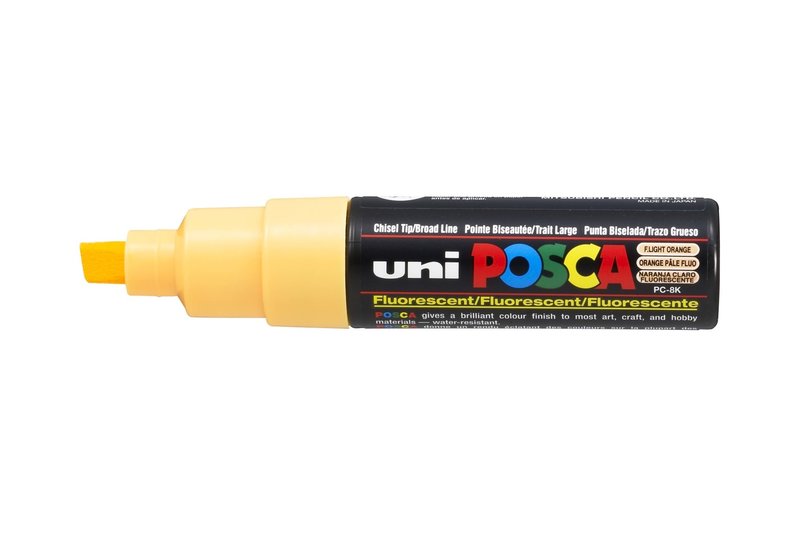 UNI-BALL Posca Marqueur pointe large biseautée PC8K Orange Pâle Fluo