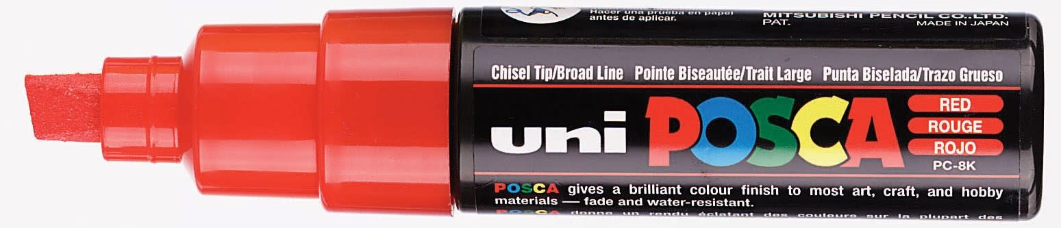 UNI-BALL Posca Marqueur pointe large biseautée PC8K Rouge