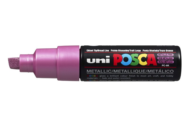 UNI-BALL Posca Marqueur pointe large biseautée PC8K Rose Métal