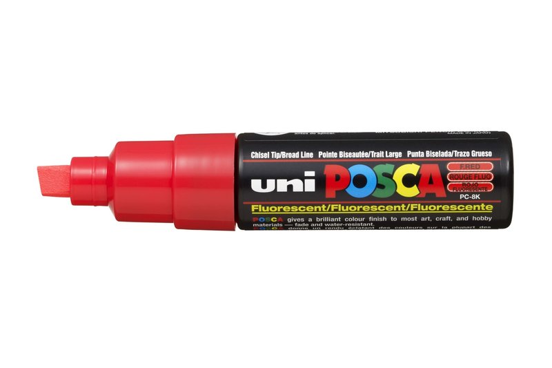 UNI-BALL Posca Marqueur pointe large biseautée PC8K  Rouge Fluo