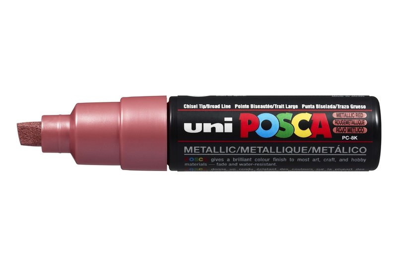 UNI-BALL Posca Marqueur pointe large biseautée PC8K Rouge Métal