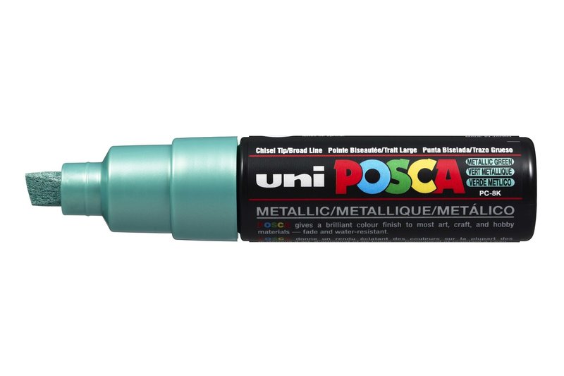 UNI-BALL Posca Marqueur pointe large biseautée PC8K Vert Métal