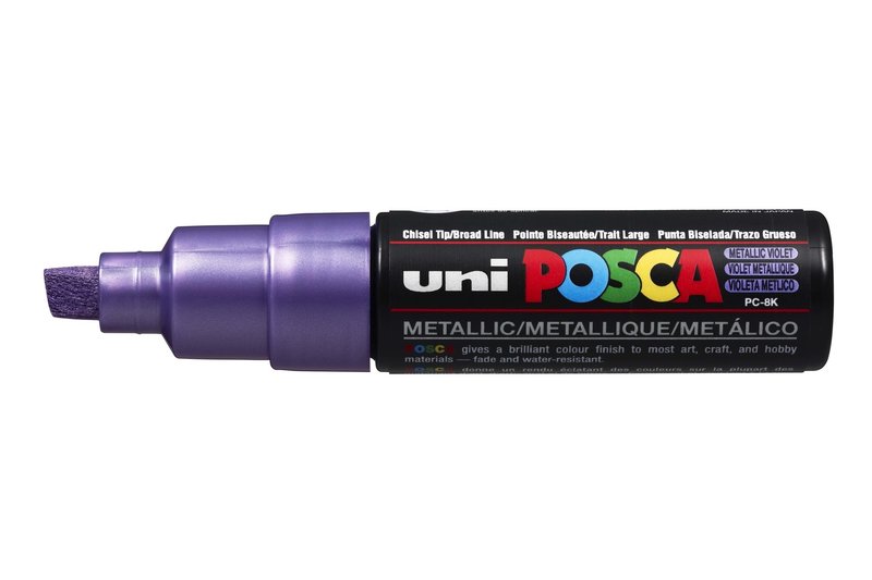 UNI-BALL POSCA MARQUEUR PC-8K Pointe large biseautée Violet Métal