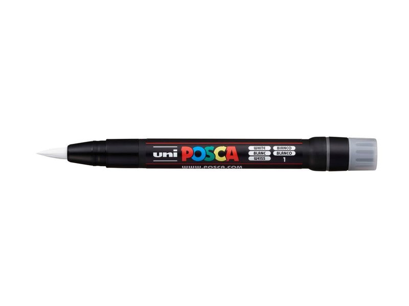 UNI-BALL Posca Set de 3 marqueurs pinceau  PCF350/3A GSW Or - Argent - Blanc