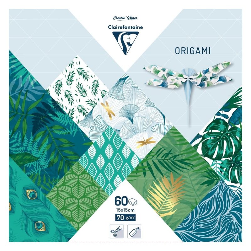 CLAIREFONTAINE Origami, Pochette De 60 Feuilles 15X15Cm 70G, Végétal Chic