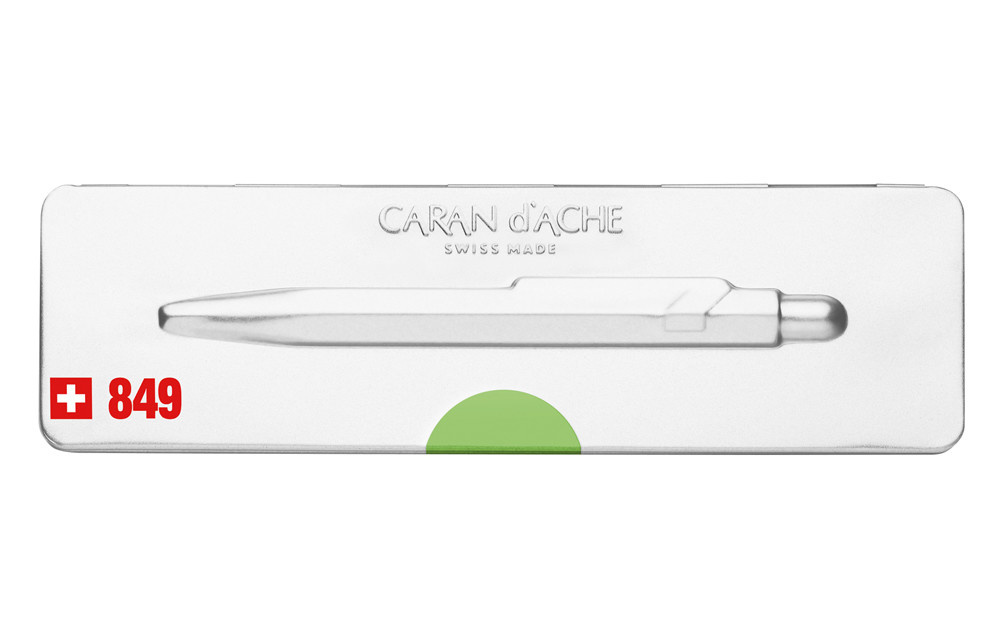 CARAN D'ACHE Stylo bille 849 Popline vert fluo avec étui slimpack