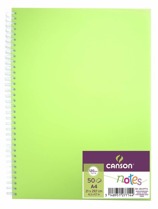 CANSON Carnet Spirale Notes 50Fl A4 120G Vert