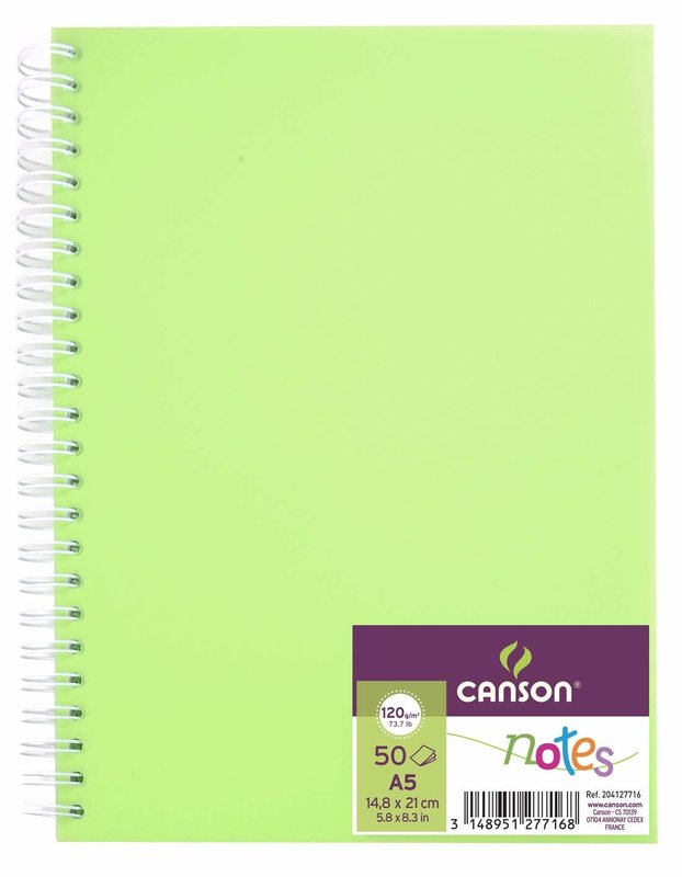 CANSON Carnet Spirale Notes 50Fl A5 120G Vert