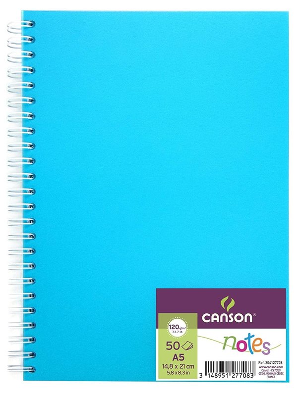 CANSON Carnet Spirale Notes 50Fl A5 120G Bleu