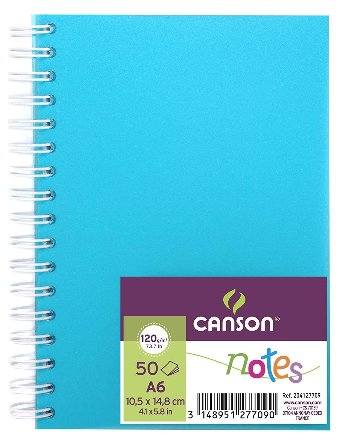 CANSON NOTES Carnet à spirales 50FL A6 100G Bleu