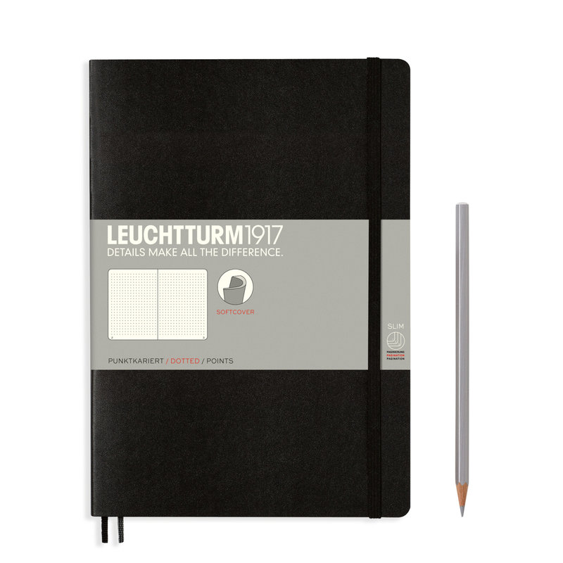 LEUCHTTURM 1917 Carnet de notes Couverture souple Composition Noir, (B5), 123 p., pointillé