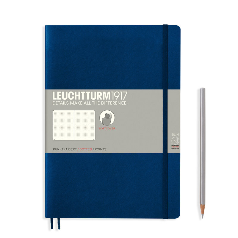 LEUCHTTURM 1917 Bleu Marine, Couverture souple, Composition (B5), 123 p., pointillé