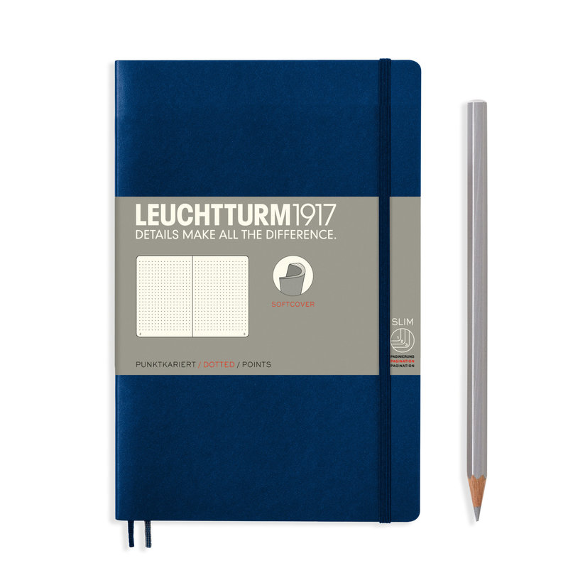 LEUCHTTURM 1917 Bleu Marine, Couverture souple, Paperback (B6+), 123 p., pointillé