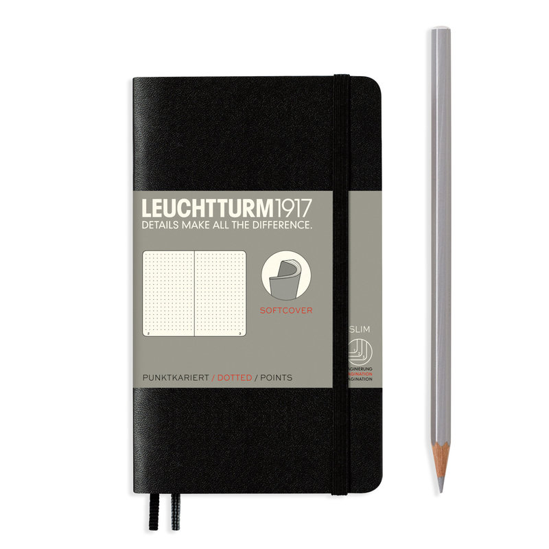 LEUCHTTURM 1917 Carnet de notes Couverture souple Noir, Pocket (A6), 123 p., pointillé