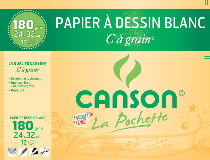 CANSON CANSON C À GRAIN Pochette 12FL 24X32 180G