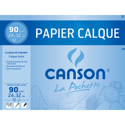 CANSON Pochette Papier Calque A4 90g/m² 12 Feuilles