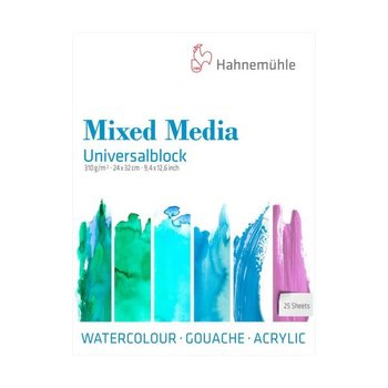 HAHNEMÜHLE Bloc"Mixed Media", grain fin 24x32cm, 310g/m², 25feuilles