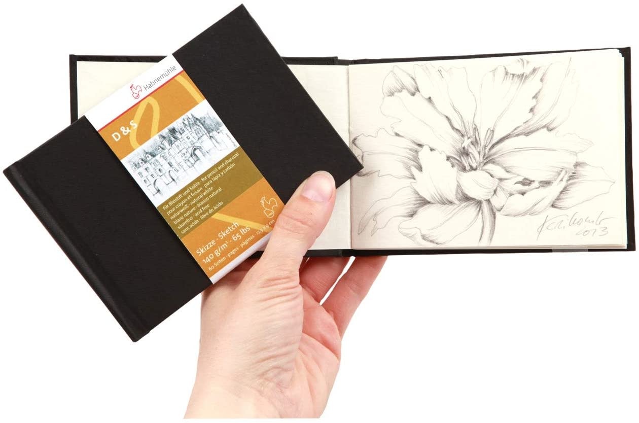 HAHNEMÜHLE Livre Croquis "D&S" noir,  140g/m², 19,5x19,5cm, 80feuilles