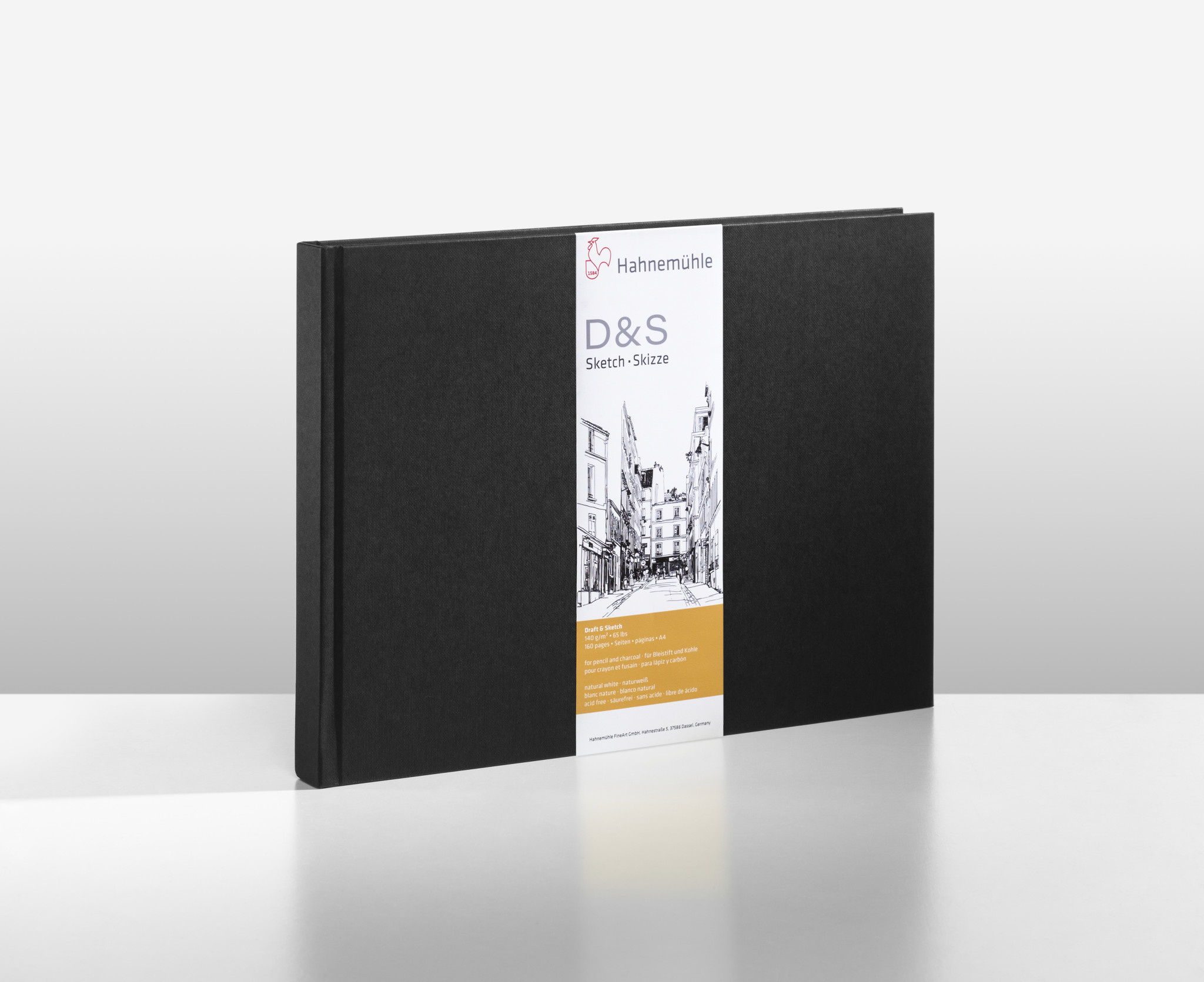 HAHNEMÜHLE Livre Croquis "D&S" noir,  140g/m², DIN A6 paysage, 62feuilles